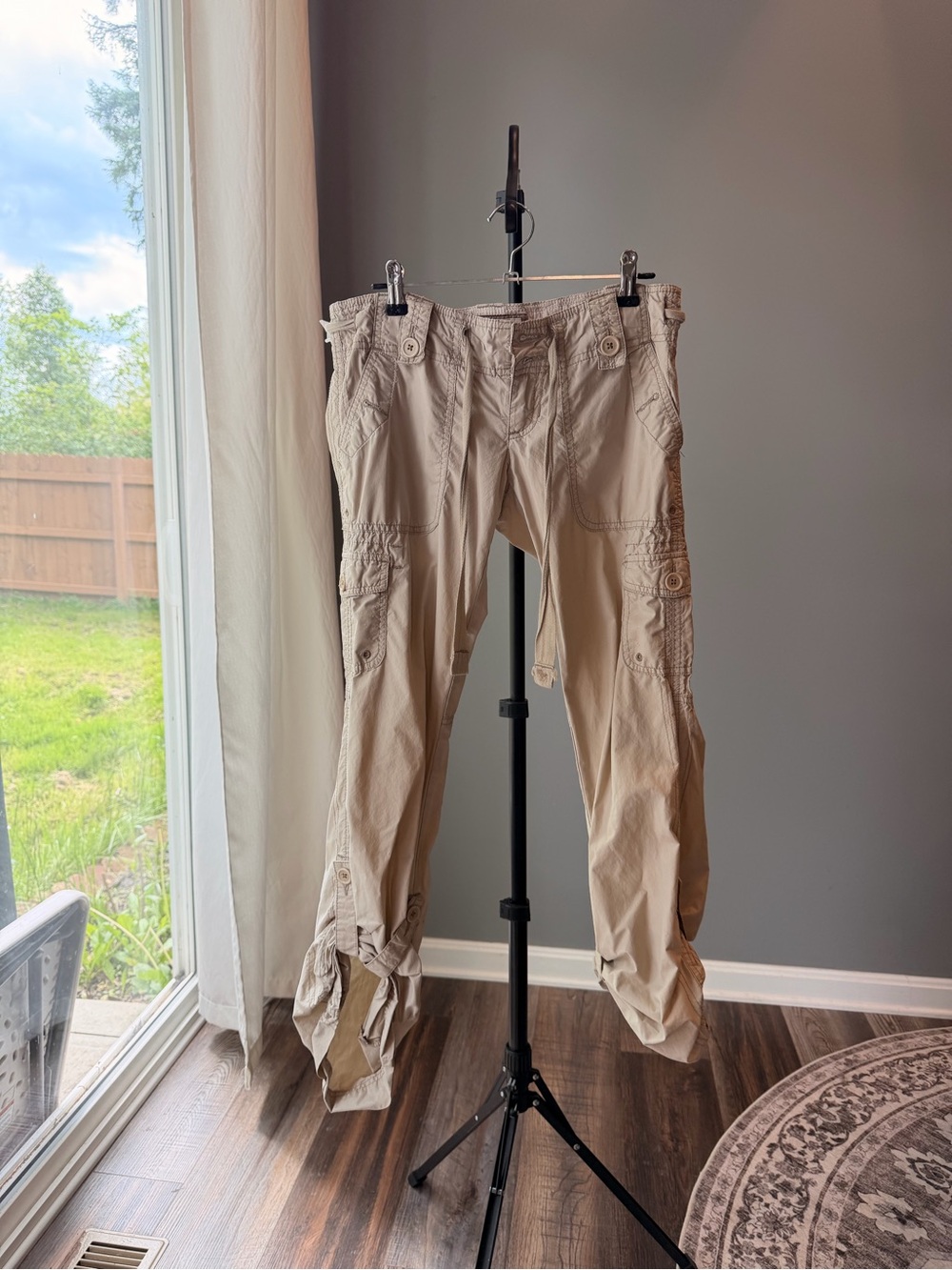 Vintage Y2K Abercrombie Women Cargo Pants 100% Cotton Preppy Tan Beige Grunge 00